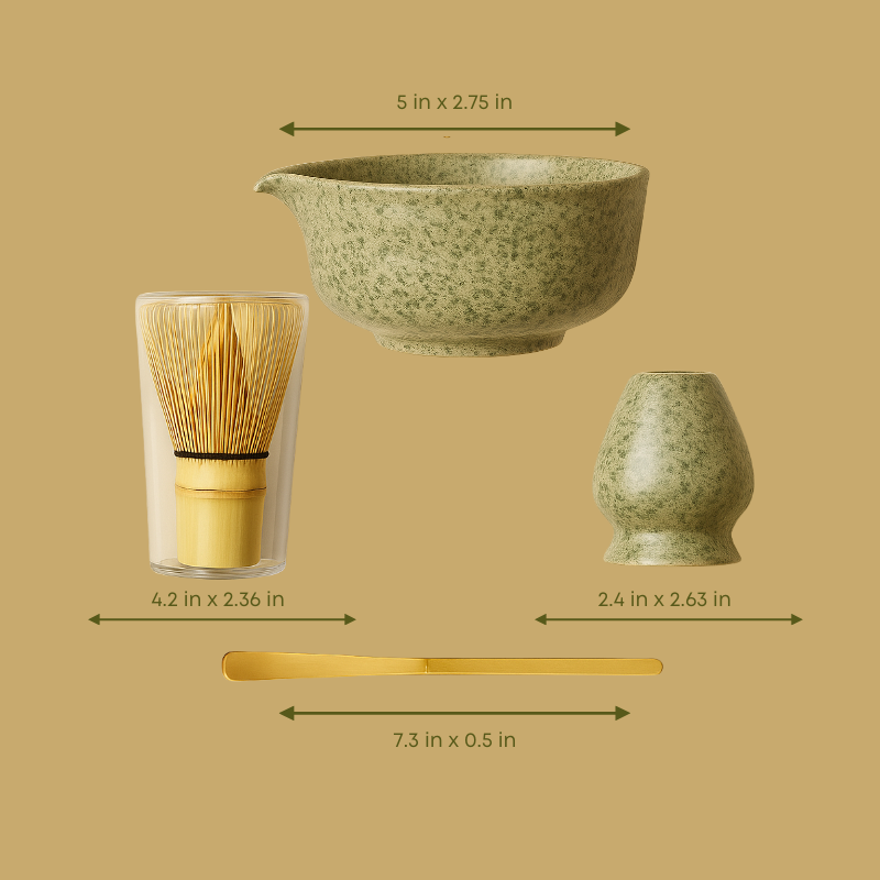 SUMMER SALE - 4-Piece Matcha Whisk Set – Bowl, Scoop, & Holder + Free Whisk