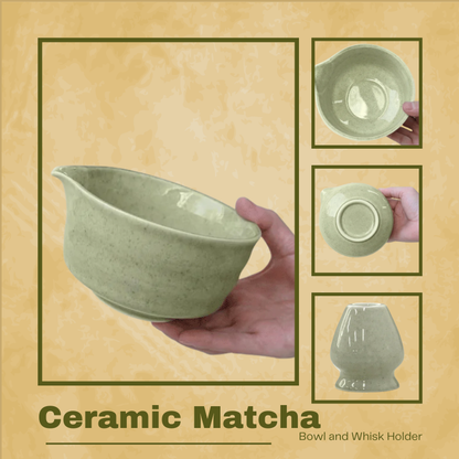 SUMMER SALE - 4-Piece Matcha Whisk Set – Bowl, Scoop, & Holder + Free Whisk