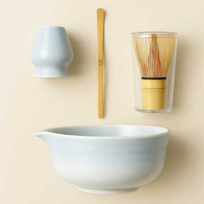 SUMMER SALE - 4-Piece Matcha Whisk Set – Bowl, Scoop, & Holder + Free Whisk