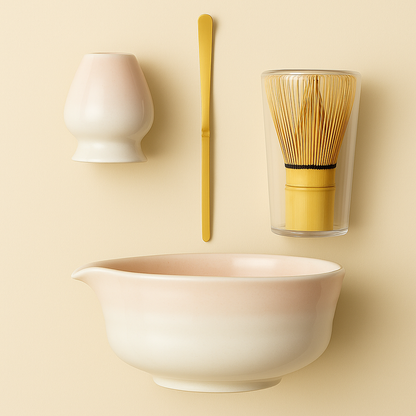 SUMMER SALE - 4-Piece Matcha Whisk Set – Bowl, Scoop, & Holder + Free Whisk