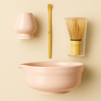 SUMMER SALE - 4-Piece Matcha Whisk Set – Bowl, Scoop, & Holder + Free Whisk